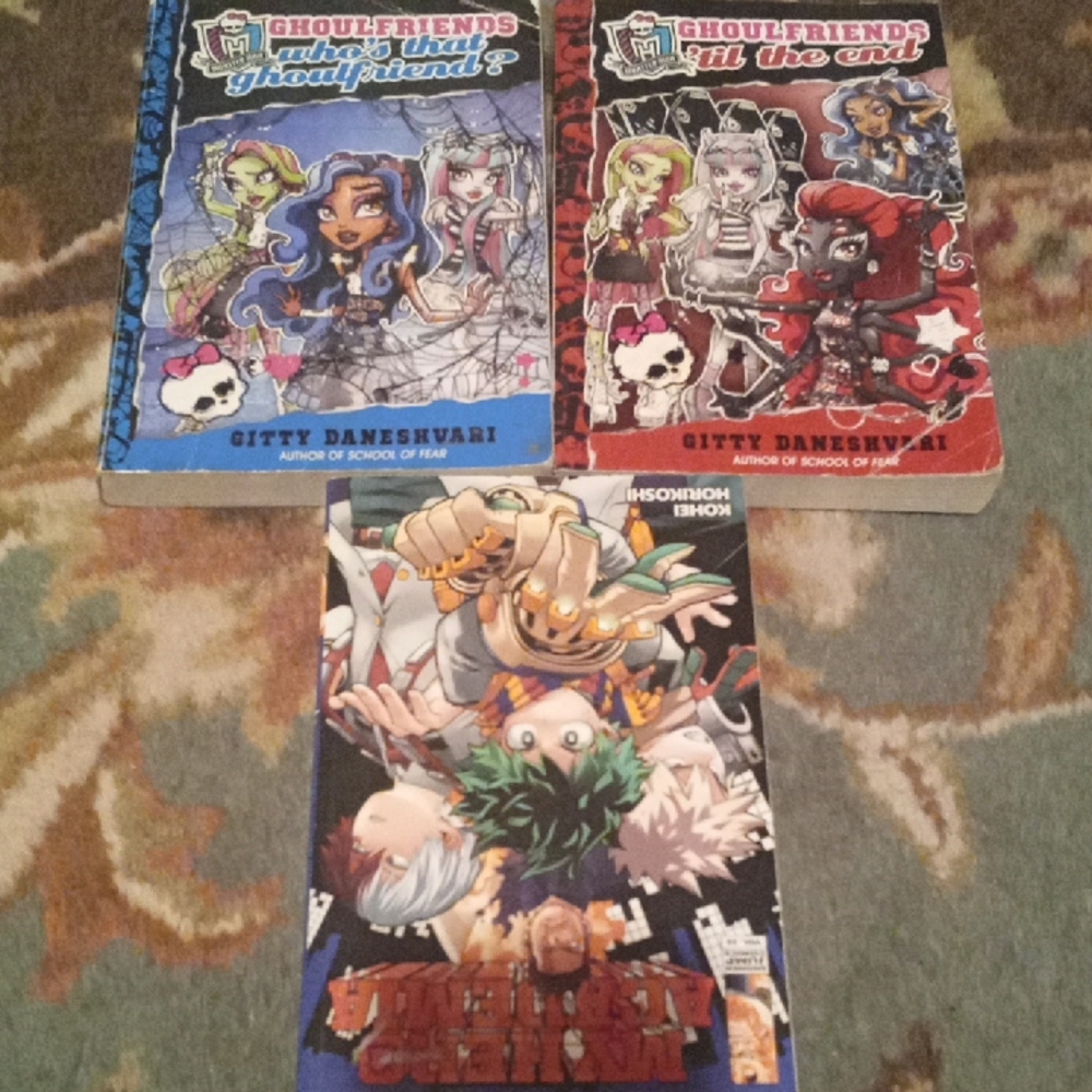 3 Paperback Books- Monster High/My Hero Academia